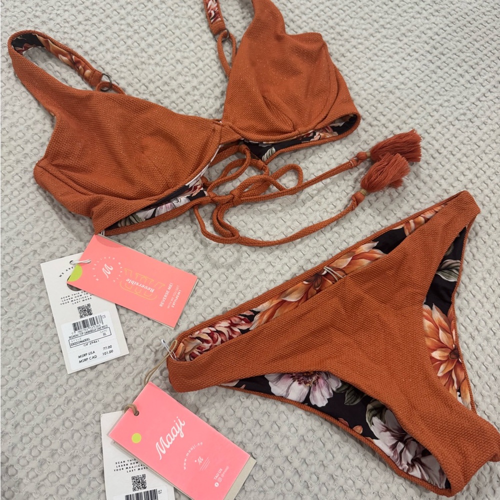 Maaji Terracotta Bikini with Floral Lining